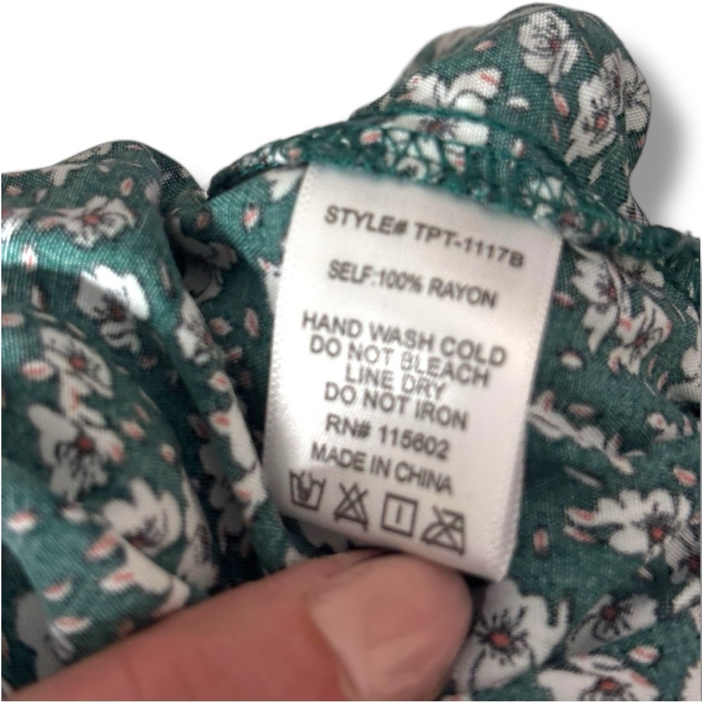 Indigo Child Teal and White Ditsy Floral Print Ruffled Off Shoulder Crop Top - Picture 10 of 16